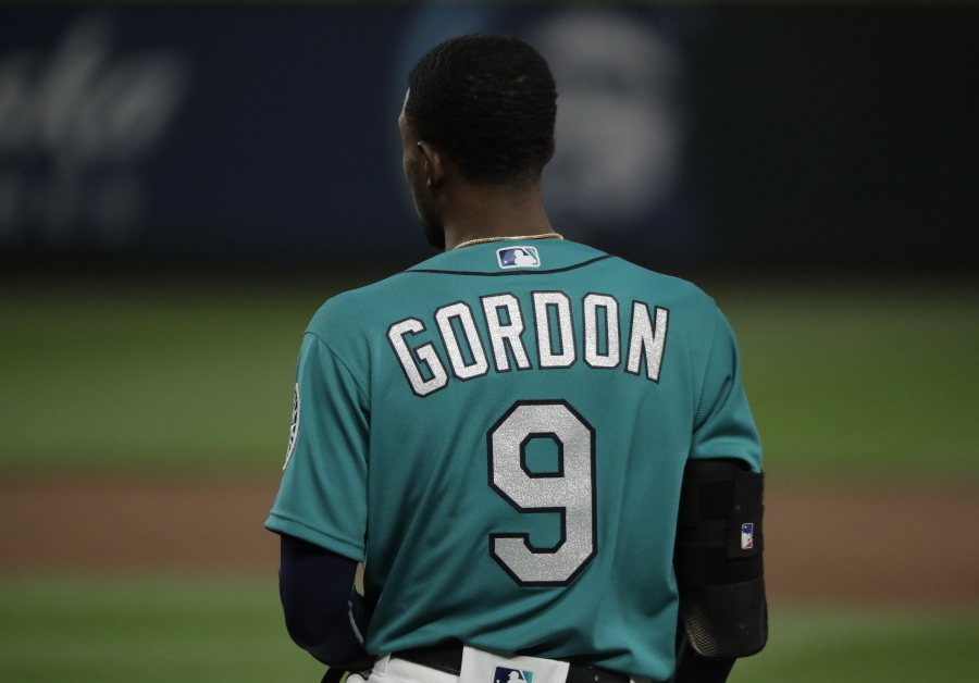 Seattle Mariners’ Dee Gordon stands on the field during a baseball game against the Chicago White Sox, Friday, July 20, 2018, in Seattle. (AP Photo/Ted S.