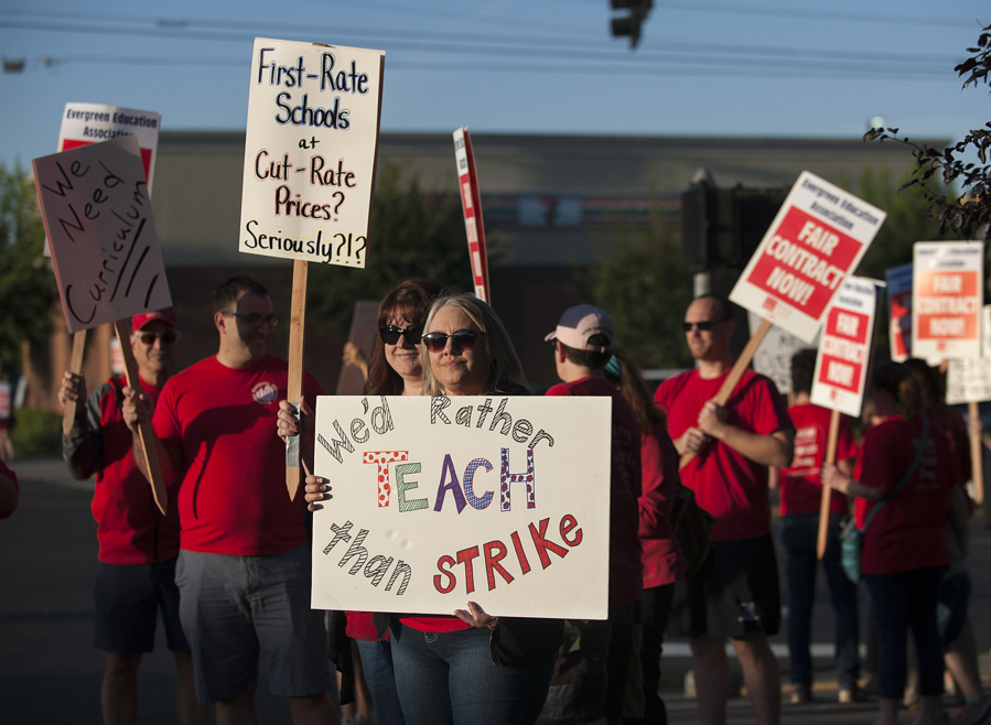 In 2016, Evergreen School District teacher picketed before the start of school but never went on strike. It’s been decades since a district in Clark County actually went on strike.