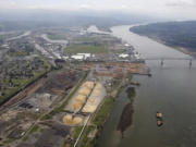The Port of Longview stretches along the Columbia River at Longview.