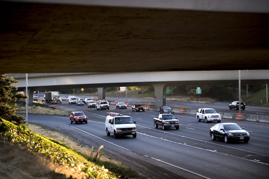 Traffic moves south along Interstate 5 on a recent morning. More than 138,000 vehicles cross the I-5 bridge on a typical day.