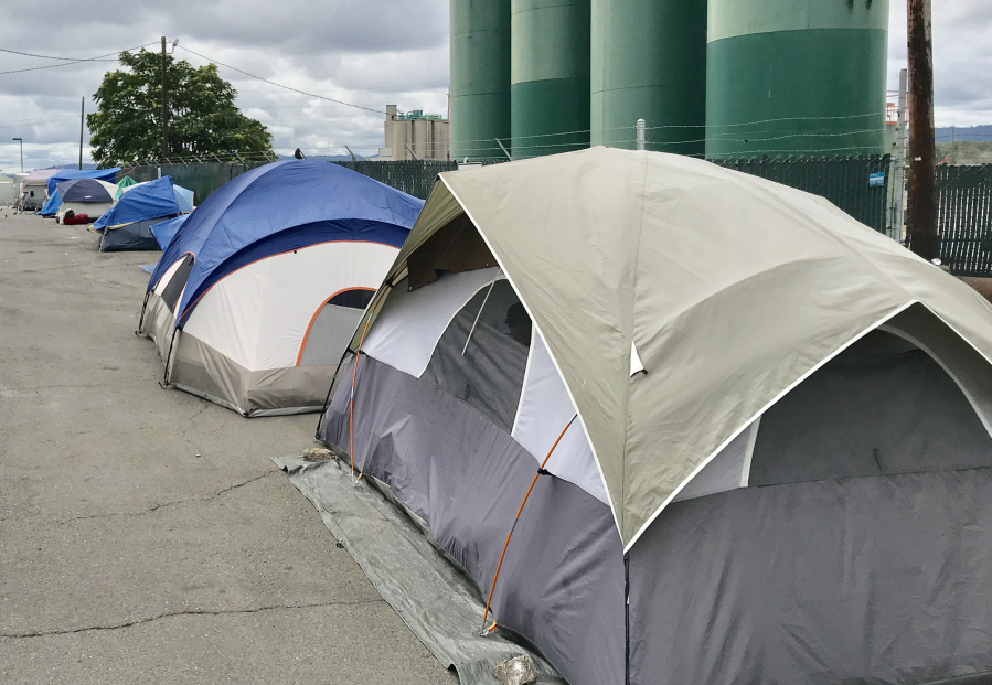 No tents were here on Wednesday, but these were back on Friday.