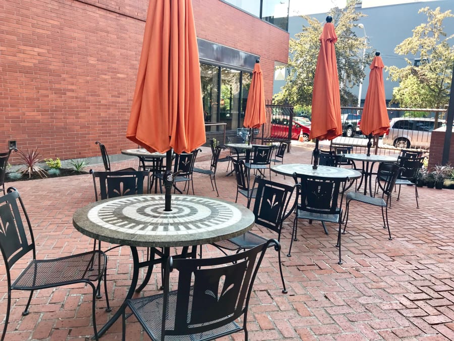 The outdoor space between Amaro’s Table and Geno’s Espresso.