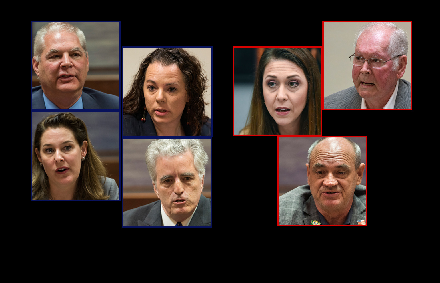Candidates for the 3rd District congressional seat, clockwise from top left, Martin hash, Dorothy Gasque, incumbent Rep. Jaime Herrera Beutler, Earl Bowerman. Michael Cortney, David McDeavitt and Carolyn Long.
