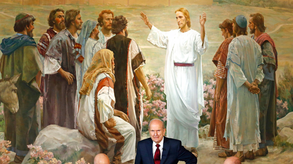 FILE - In this Jan. 16, 2018, file photo, president Russell M. Nelson looks on following a news conference, in Salt Lake City. The president of the Mormon church is asking people to refrain from using "Mormon" or "LDS" as a substitute for the full name of the religion: The Church of Jesus Christ of Latter-day Saints, Thursday, Aug. 16, 2018.