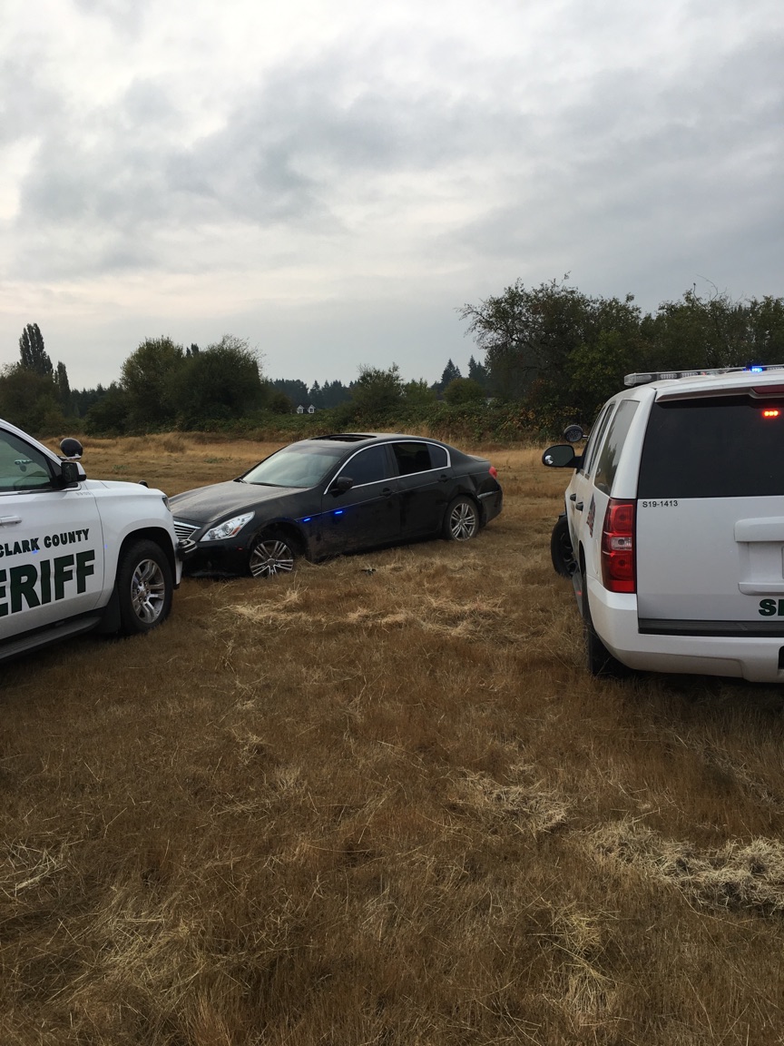 Clark County sheriff's deputies use a Pursuit Intervention Technique, or PIT, maneuver to stop a suspected drunk driver during a pursuit Saturday morning in the Barberton area. The driver, Michael D. Benjamin, 39, is accused of trying to crash into deputies.