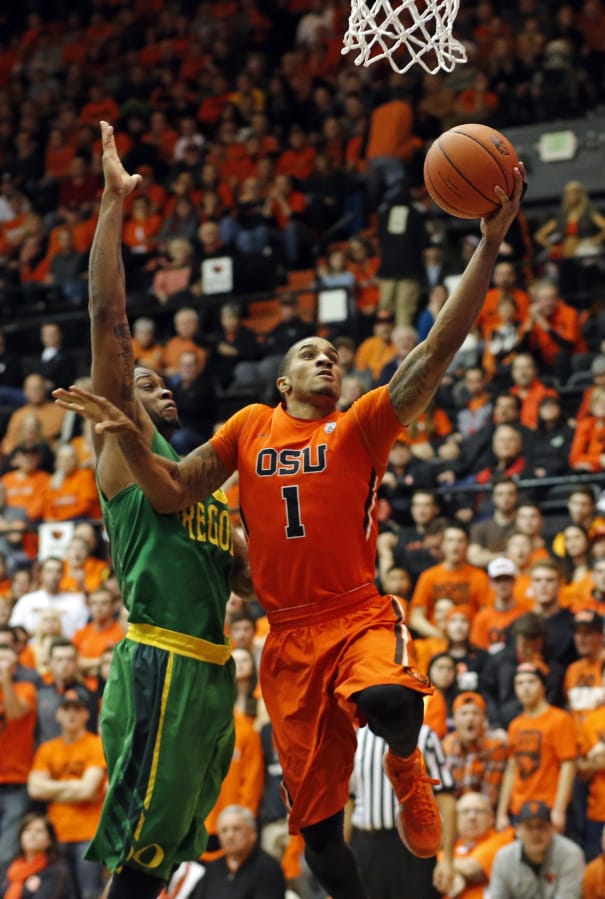Former Oregon State standout Gary Payton II (1) signed a free agent contract with the Portland Trail Blazers on Tuesday, Sept. 4, 2018. (AP Photo/Timothy J.