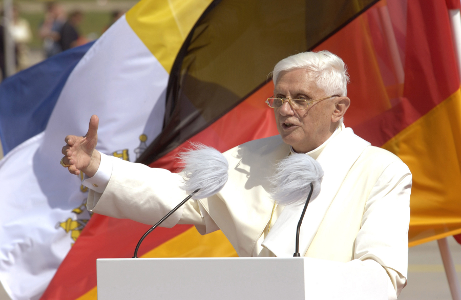 Pope Benedict XVI speaks in Cologne, Germany, in August 2005.