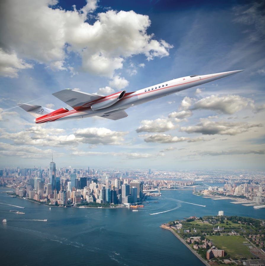 The Aerion AS2, a supersonic business jet designed by Aerion Corporation in collaboration with Lockheed Martin.