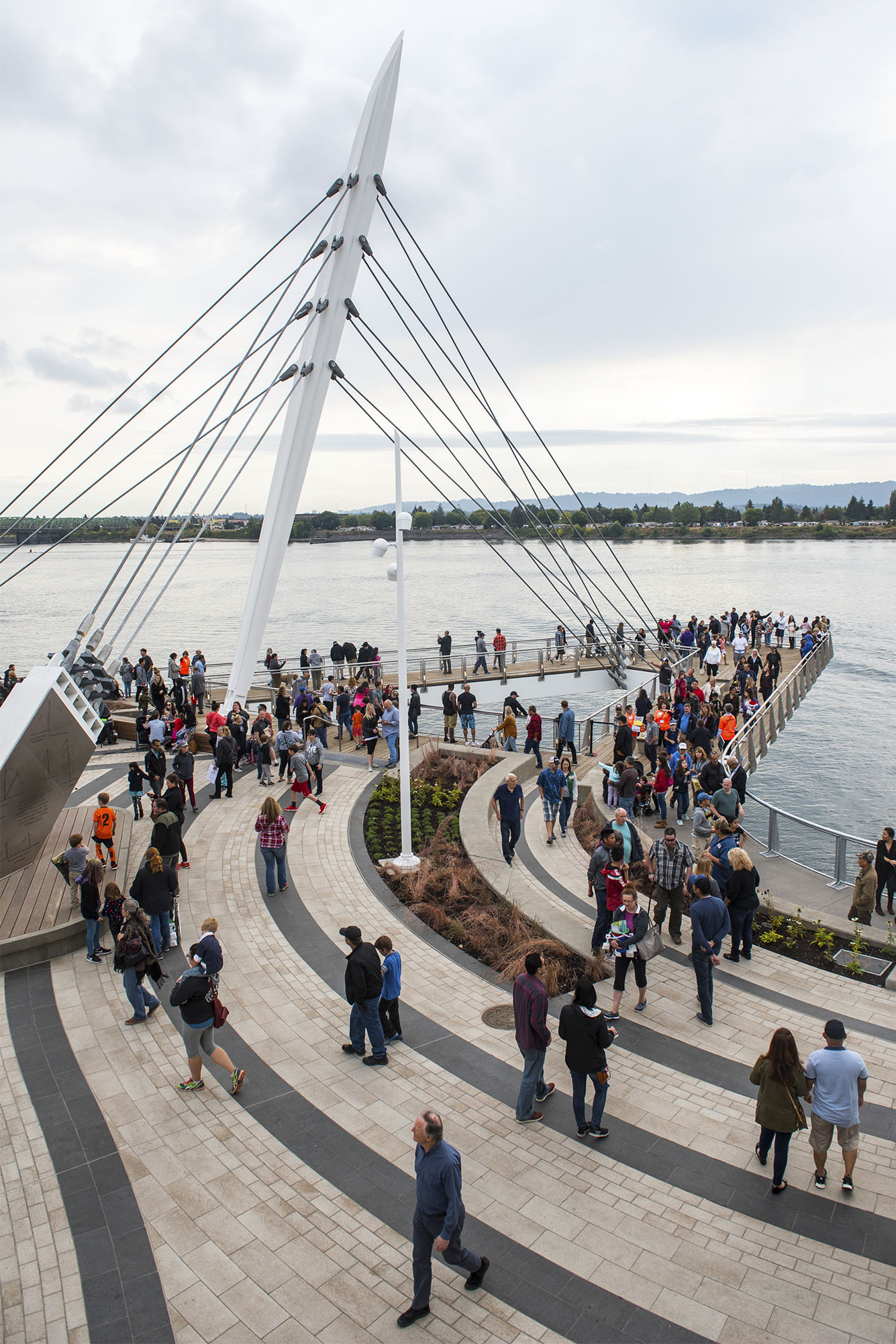 Attendees at the Vancouver Waterfront Park grand opening explore the Grant Street Pier on Saturday afternoon, Sept. 29, 2018.