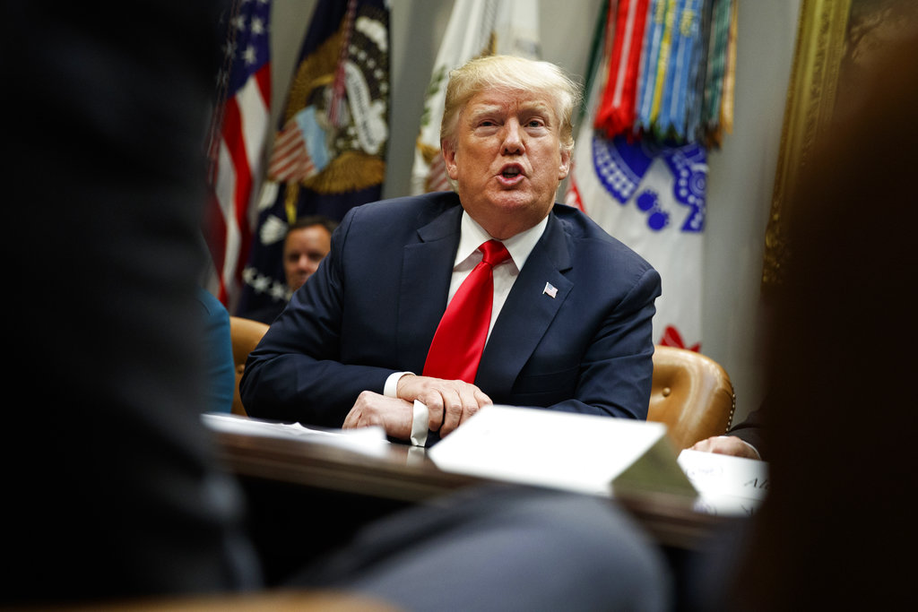 President Donald Trump speaks during a meeting of the President's National Council of the American Worker in the Roosevelt Room of the White House, Monday, Sept. 17, 2018, in Washington.