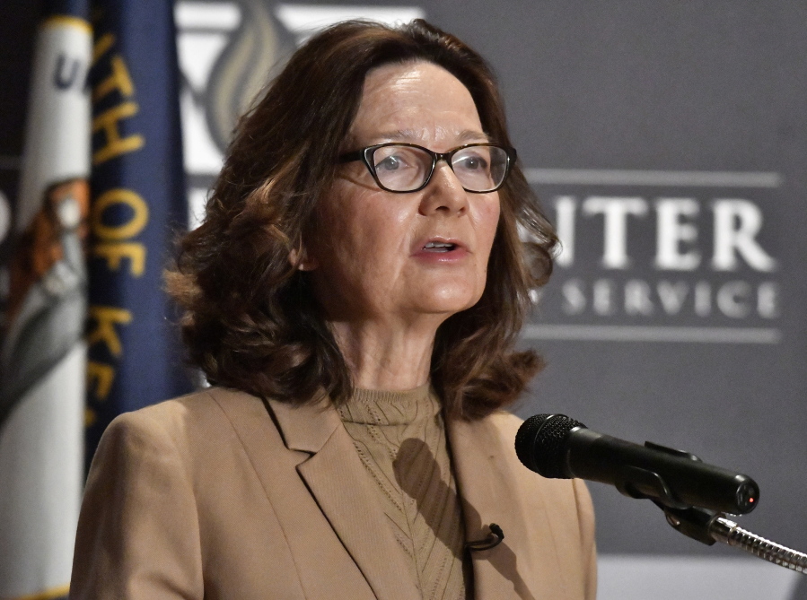 CIA Director Gina Haspel addresses the audience as part of the McConnell Center Distinguished Speaker Series at the University of Louisville on Monday in Louisville, Ky. (AP Photo/Timothy D.