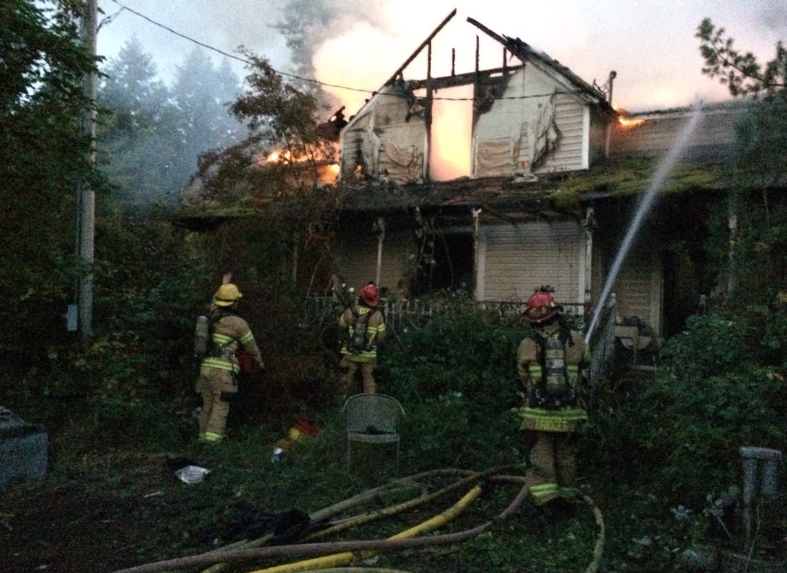 Clark County firefighters responded to a fire Monday morning at what is believed to be an abandoned house east of La Center.