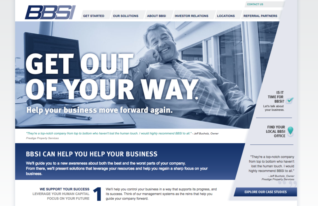 The homepage of Barrett Business Services.