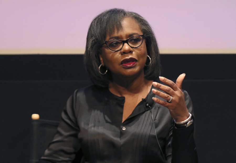Anita Hill speaks at a discussion about sexual harassment in Beverly Hills, Calif. The sexual assault allegations against Supreme Court nominee Brett Kavanaugh recall Hill’s accusations against Clarence Thomas in 1991, but there are important differences as well as cautions for senators considering how to deal with the allegations.