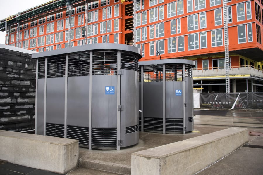 Portland Loos were recently installed at Vancouver Waterfront Park, just east of the building housing WildFin American Grill.