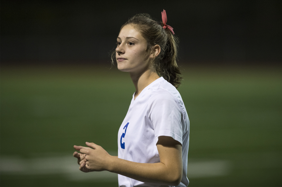Autumn McMahon looks to the sideline during a game against Evergreen at McKenzie Stadium on Wednesday night, Oct. 10, 2018. Oct. 12, 2018.