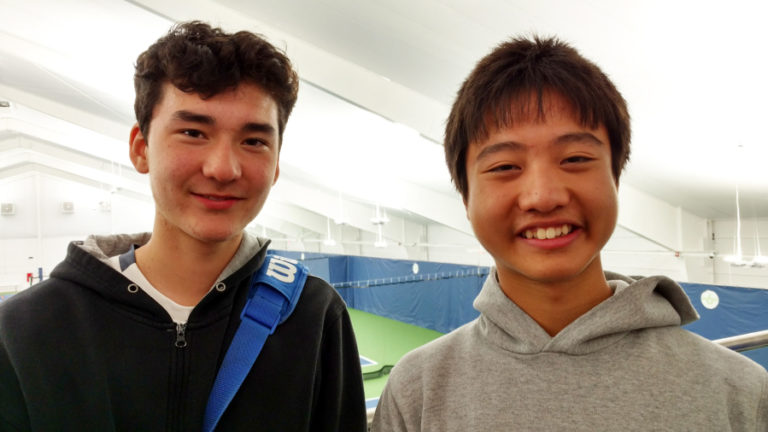 Mountain View doubles team freshman James Bertheau, left, and sophomore Vincent Hsu, won the 3A district title on Saturday, Oct. 20, 2018 at Vancouver Tennis Center.