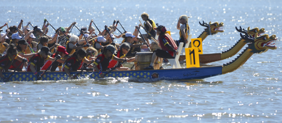 Teams compete at the Pacific Dragon Boat Association Championship races at Vancouver Lake on August 1, 2015. The site will host the 2019 regional championships.