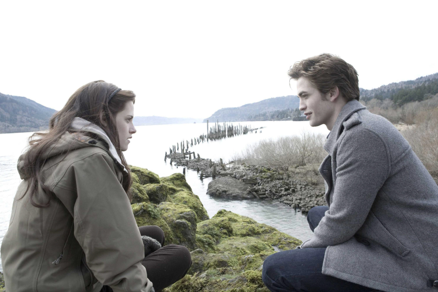 Bella (Kristen Stewart) and Edward (Robert Pattinson) by the River’s Edge in “Twilight.” Summit Entertainment