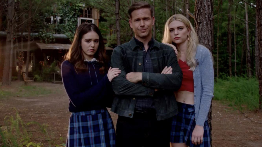 Matt Davis stars with Kaylee Bryant, left, and Jenny Boyd in “Legacies.” The CW