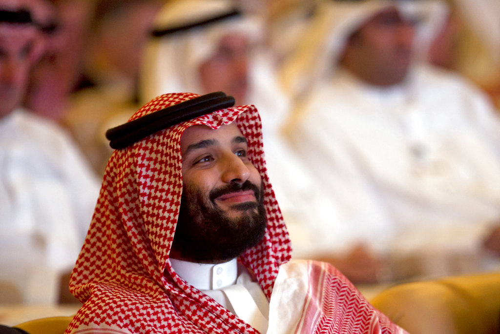 Saudi Crown Prince, Mohammed bin Salman, smiles as he attends the Future Investment Initiative conference, in Riyadh, Saudi Arabia, Tuesday, Oct. 23, 2018. The high-profile economic forum in Saudi Arabia is the kingdom's first major event on the world stage since the killing of writer Jamal Khashoggi at the Saudi Consulate in Istanbul earlier this month.