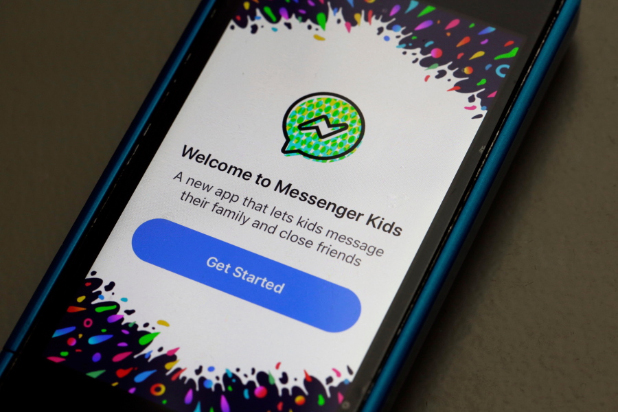 Facebook’s Messenger Kids app is displayed Feb. 16 on an iPhone in New York.
