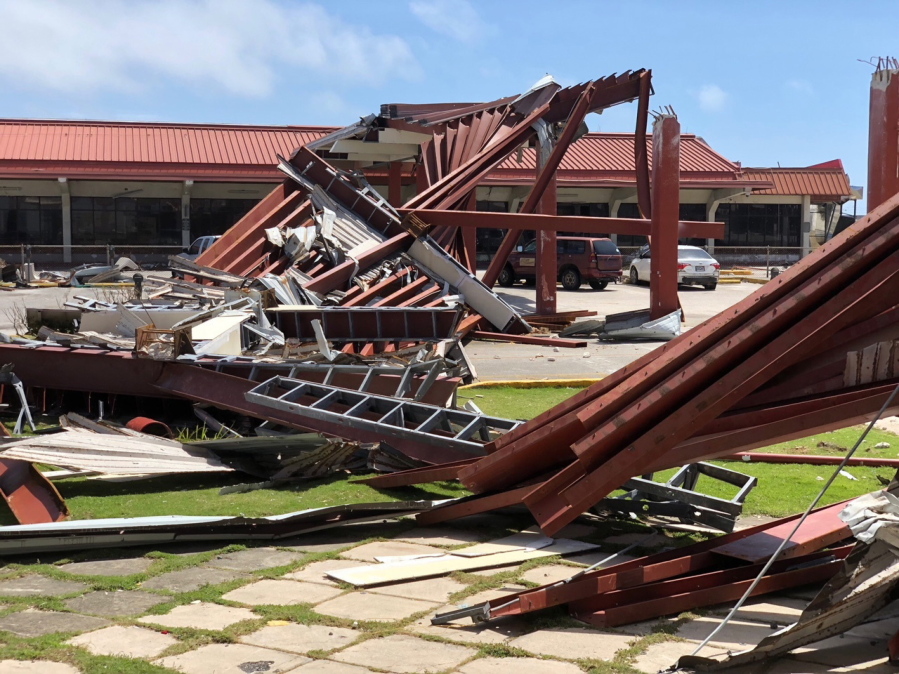 Damage at Saipan’s airport is shown after Super Typhoon Yutu hit the U.S. Commonwealth of the Northern Mariana Islands, Friday, Oct. 26, 2018, in Garapan, Saipan. Residents of the U.S. territory are preparing for months without electricity or running water after the islands were slammed Thursday with the strongest storm to hit any part of the U.S. this year.