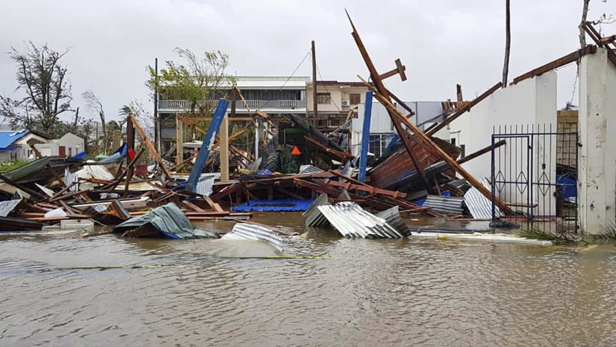 This Thursday, Oct. 25, 2018 photo taken by Edwin Propst shows destruction on the island of Saipan, her home, after Super Typhoon Yutu swept through the Commonwealth of the Northern Mariana Islands earlier in the week. Gregorio Kilili Camacho Sablan, the commonwealth's delegate to U.S. Congress, said the territory will need significant help to recover from the storm, which he said injured several people.
