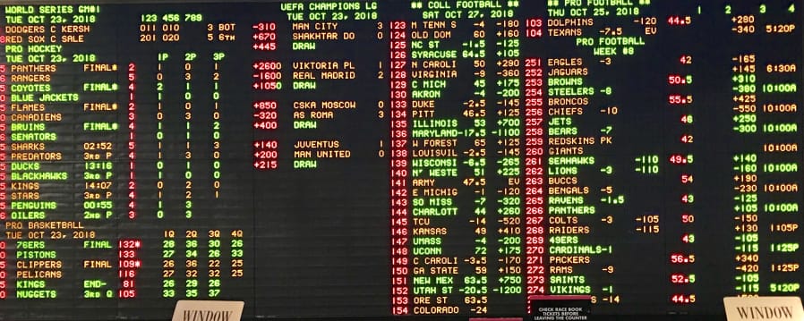 Sports betting lights up casinos in Las Vegas.