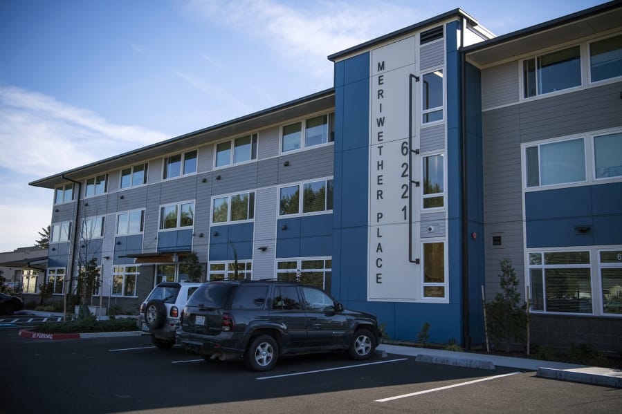 The Meriwether Place apartments opened in mid-July, the first completed project that received Affordable Housing Fund money. It provides 30 apartments to formerly homeless people, plus access to behavioral health services.