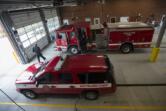 Fire crews return to Vancouver Fire Station 2 after responding to a call.