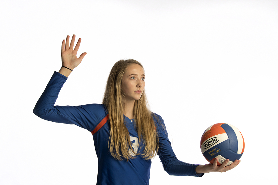 Ridgefield junior Delaney Nicoll, the All-Region volleyball player of the year, is pictured at The Columbian on Thursday afternoon, Nov. 15, 2018.