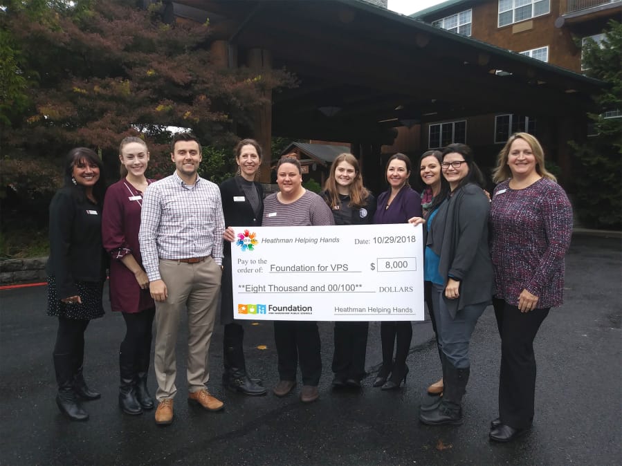 Vancouver Mall: The Foundation for Vancouver Public Schools received an $8,000 donation from the Heathman Lodge Helping Hands Charity Golf Tournament to help address needs of students in all schools in the district.