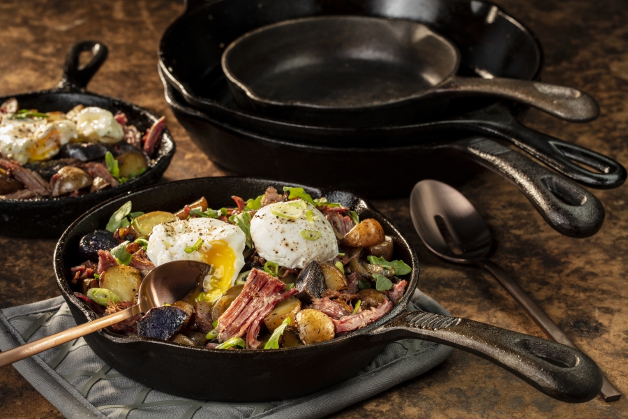 Goodness doesn’t get much simpler than eggs and potatoes, as demonstrated by this homey corned beef hash. Styled by Shannon Kinsella.