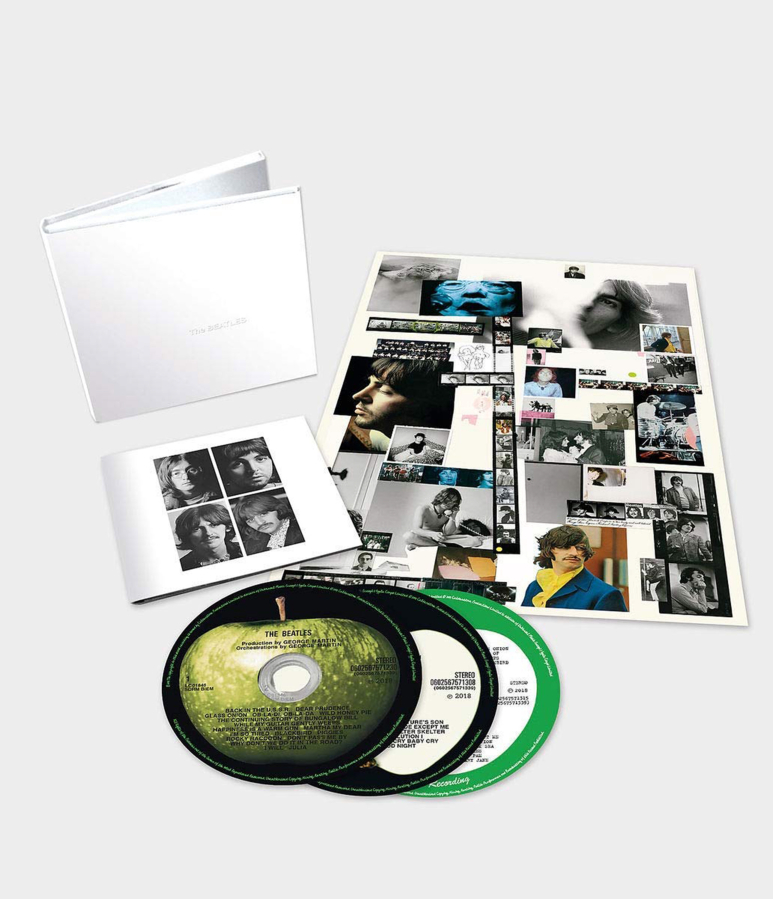The Beatles “The White Album” anniversary set. The 50th-anniversary package of the "White Album" — so named for its groundbreaking plain white cover with the band's name subtly embossed, off center, and an individual serial number stamped on original pressings — offers the deepest dive yet into the Abbey Road archives of Beatles material.