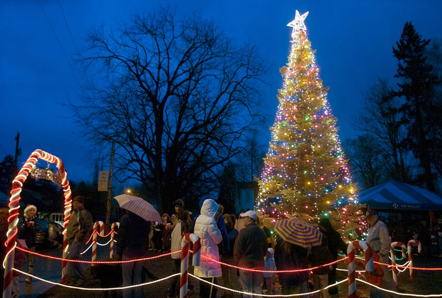 The tree-lighting ceremony in Ridgefield, seen in 2007, has been part of the community’s tradition for decades.