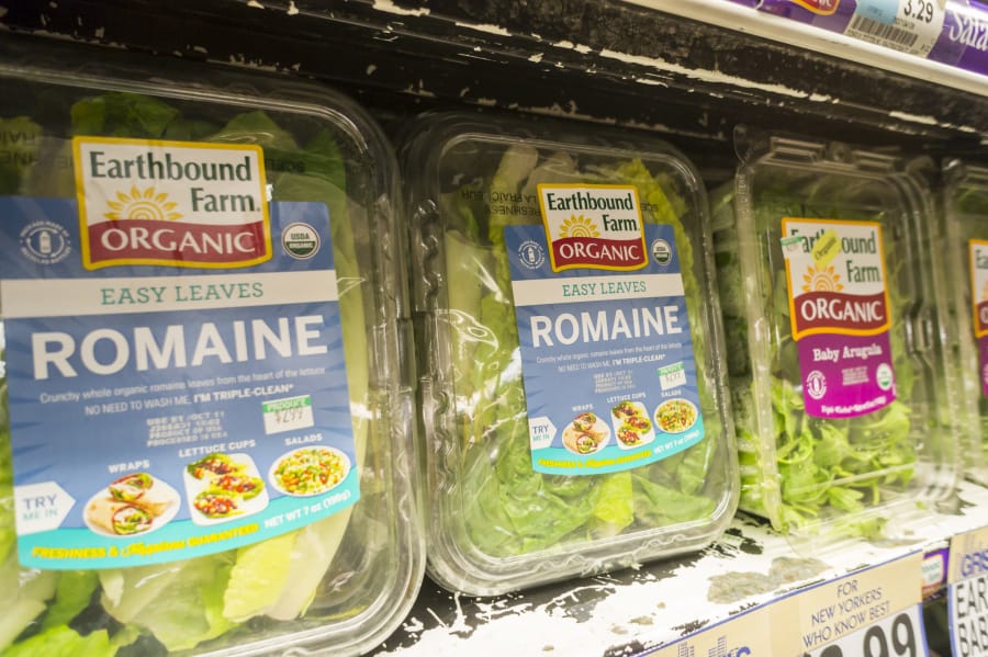 Earthbound Farm Organic romaine lettuce in a grocery store in New York in 2013. Richard B.