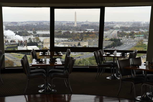 This Friday, Nov. 9, 2018, photo shows a view of Washington from a revolving restaurant in Crystal City, Va. If any place in the U.S. is well positioned to absorb 25,000 Amazon jobs, it may well be Crystal City which has lost nearly that many jobs over the last 15 years.
