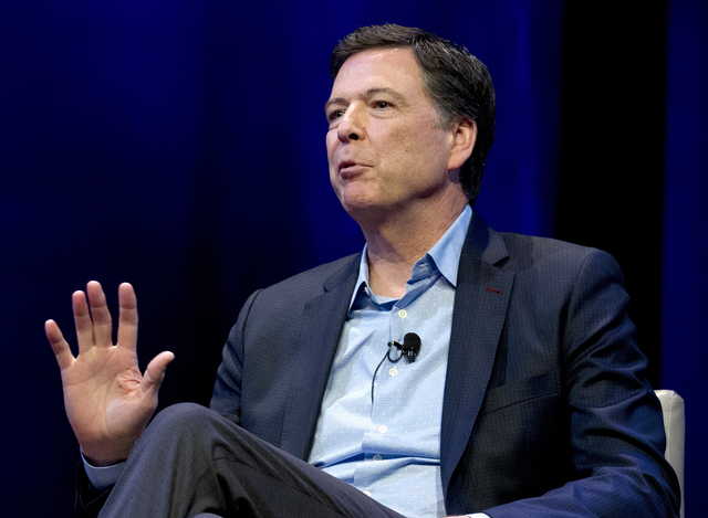 In this April 30, 2018, file photo, former FBI director James Comey speaks during a stop on his book tour in Washington. Comey has challenged in court a subpoena from the House of Representatives. Lawyers for Comey argued in a court filing on Nov. 29, 2018, that he shouldn’t have to appear for a closed-door interview with lawmakers next week.