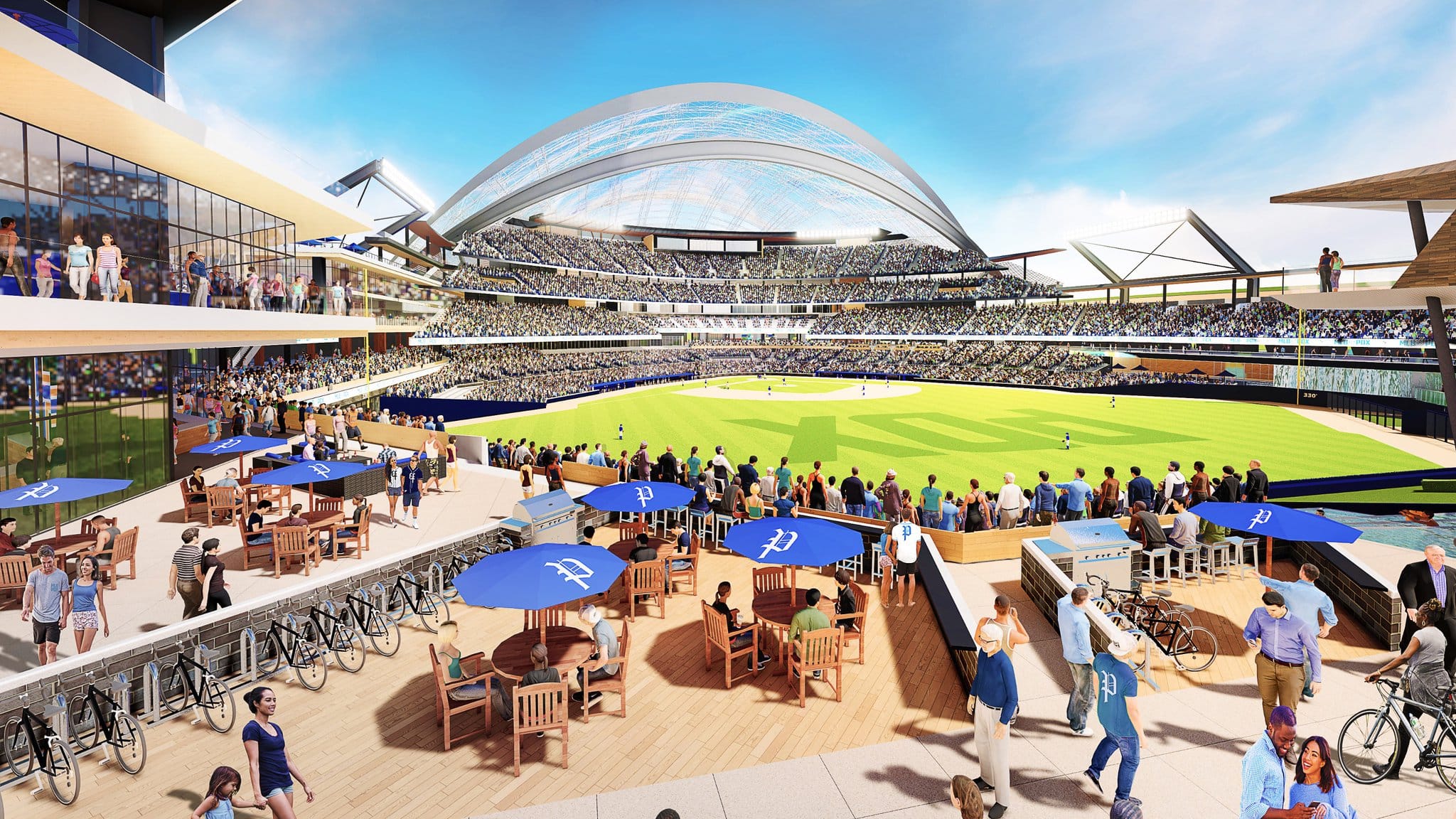 A group seeking to lure a Major League Baseball team to Portland announced that it has signed an agreement in principle to develop a 45-acre waterfront site. The agreement with the Port of Portland was announced Thursday by the Portland Diamond Project. The group also released artist renderings of a new ballpark at the port's Terminal 2.