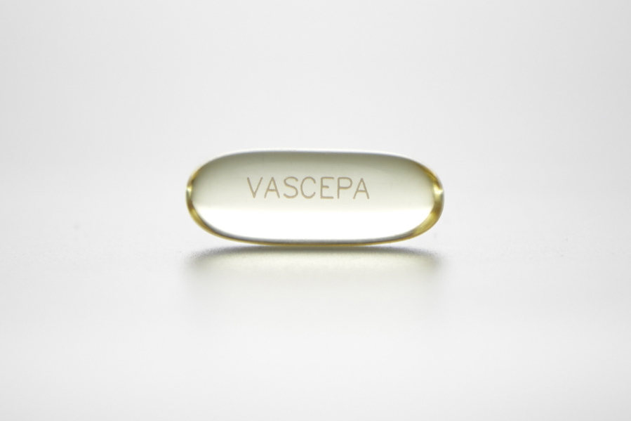 A capsule of the purified, prescription fish oil Vascepa.