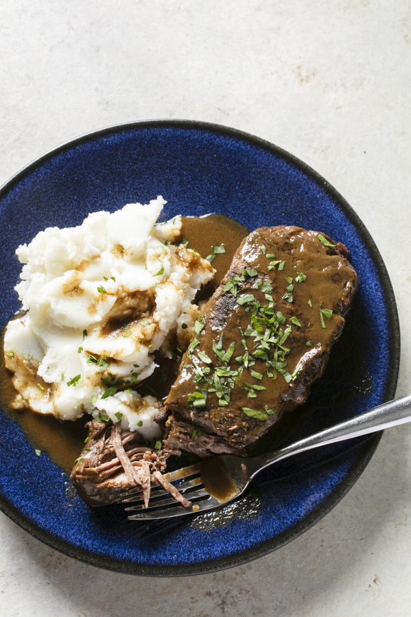 A short rib “pot roast” paired with mashed potatoes.