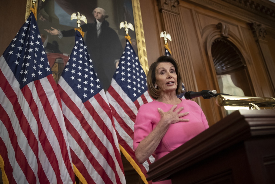 House Minority Leader Nancy Pelosi, D-Calif., speaks at a news conference on Capitol Hill in Washington, Wednesday, Nov. 7, 2018. Pelosi says she’s confident she will win enough support to be elected speaker of the House next year and that she is the best person for the job. (AP Photo/J.