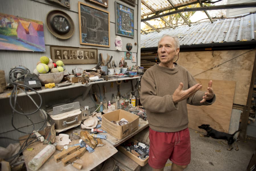 Artist Russell Ford at his home ceramics studio in the Arnada neighborhood during the Clark County Open Studios tour Sunday. Over the weekend, 50 artists, across multiple mediums and across the county, opened their studios to the public.