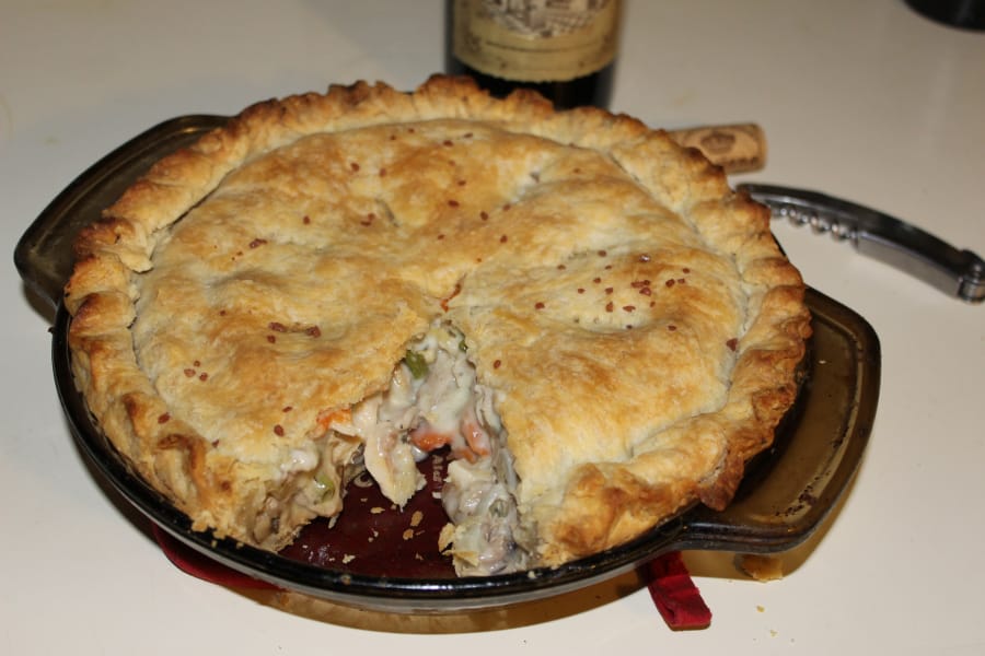 Turkey pot pie is a great way to make use of leftover holiday turkey, whether or not the bird was wild.