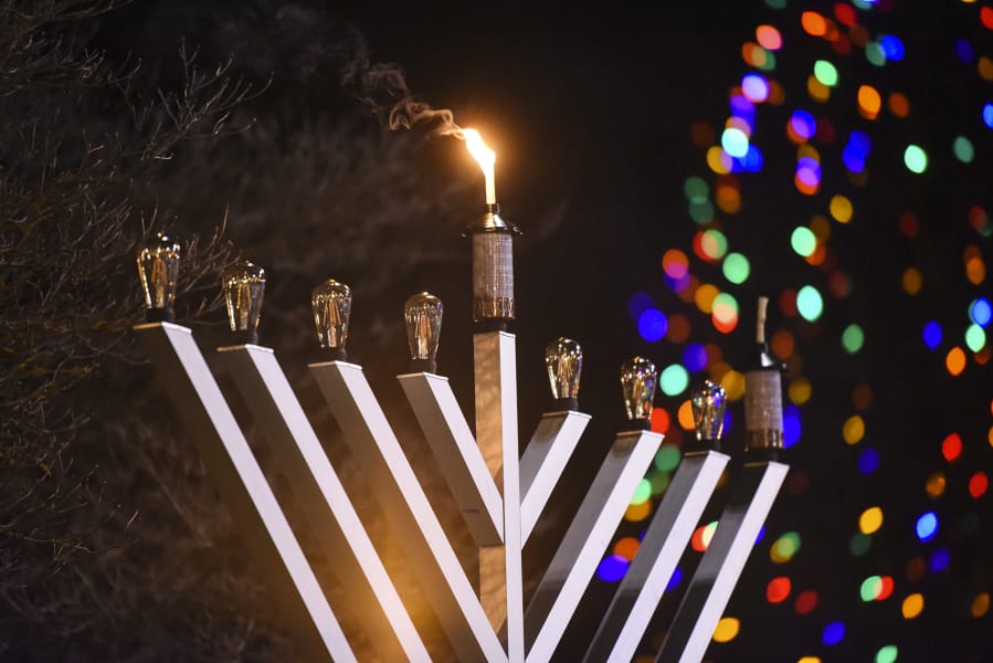 The menorah was lit at Esther Short Park during the annual menorah lighting ceremony, Tuesday December 12, 2017.