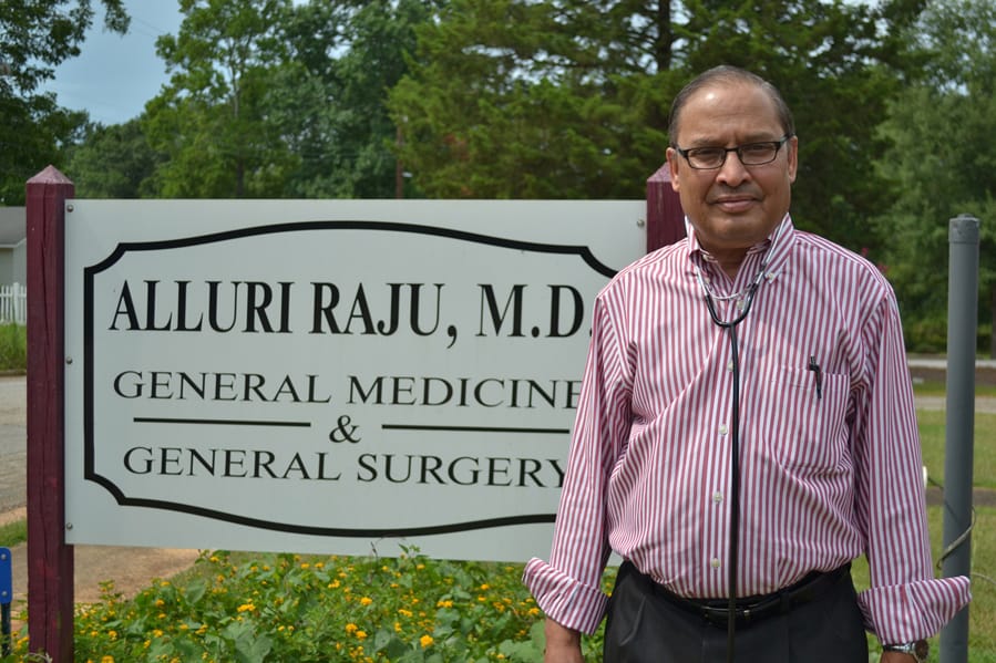 Dr. Alluri Raju, who has been practicing in Richland, Ga., for 37 years, said he initially faced discrimination, but that has dissipated. He is now the only doctor in town.