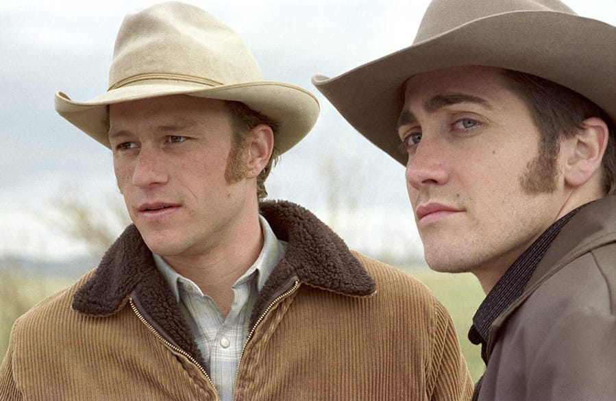 Heath Ledger, left, and Jake Gyllenhaal in “Brokeback Mountain.” Focus Features/Universal Studios