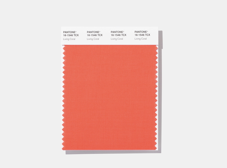 This image released by Pantone Color Institute shows a swatch featuring Living Coral, which Pantone Color Institute has chosen as its 2019 color of the year.