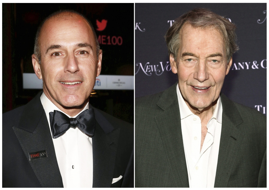 Matt Lauer, former co-host of the “Today” show, left, and Charlie Rose, former co-host of “CBS This Morning.” Associated Press files